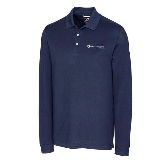 Men's Cutter & Buck Tri-Blend Pique Long Sleeve Polo - MCK09322 - LS