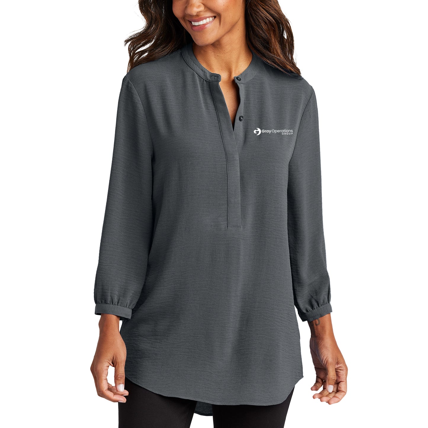 WOMEN'S Port Authority® 3/4-Sleeve Textured Crepe Tunic - LW713 - AO